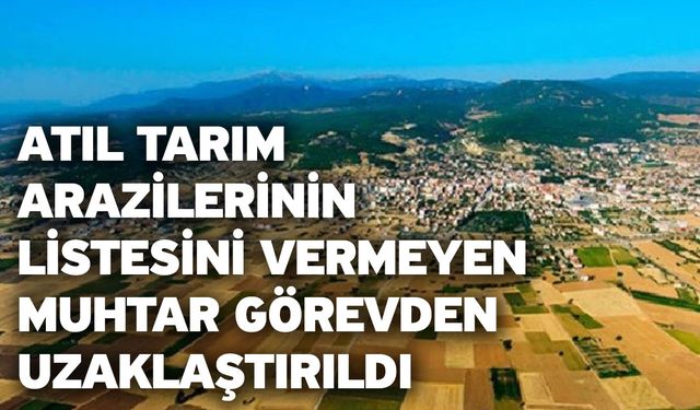 Atıl tarım arazilerinin listesini vermeyen muhtar görevden uzaklaştırıldı