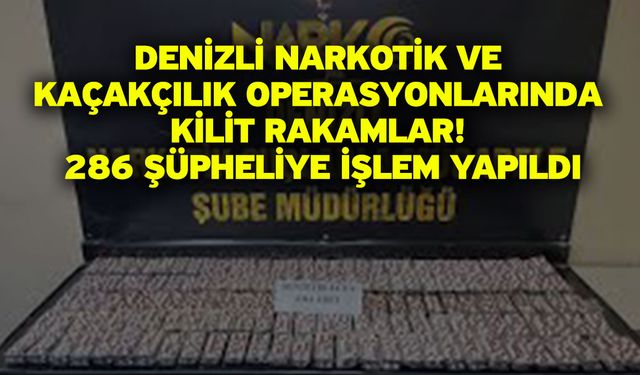 Denizli Narkotik ve Kaçakçılık Operasyonlarında Kilit Rakamlar! 286 Şüpheliye İşlem Yapıldı
