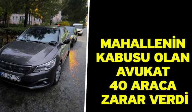 Mahallenin kabusu olan avukat 40 araca zarar verdi
