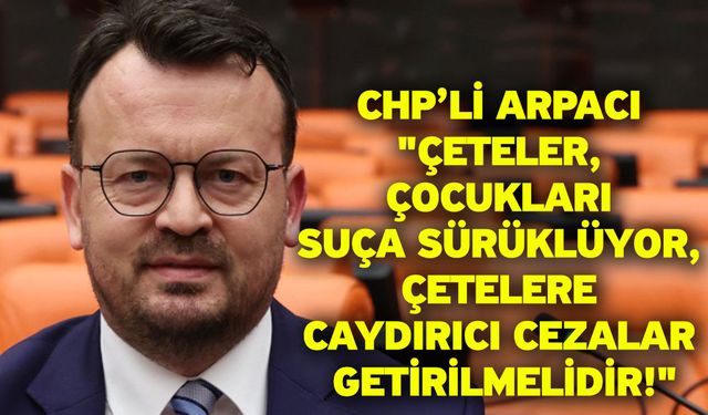 CHP’li Arpacı "Çeteler, Çocukları Suça Sürüklüyor, Çetelere Caydırıcı Cezalar Getirilmelidir!"
