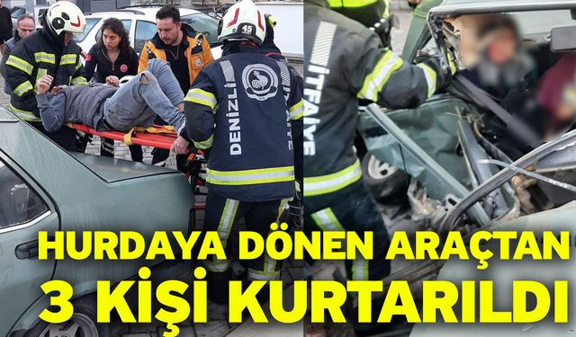 Hurdaya Dönen Araçtan 3 Kişi Kurtarıldı