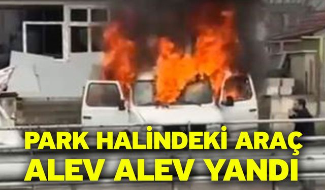 Park halindeki araç alev alev yandı