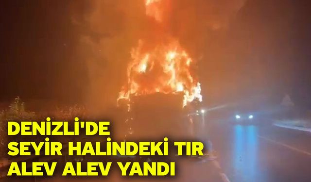 Denizli'de seyir halindeki tır alev alev yandı