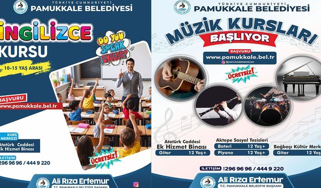 Pamukkale Belediyesi Ücretsiz Müzik Ve İngilizce Kursları Başlıyor
