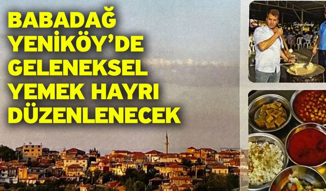 Babadağ Yeniköy’de Geleneksel Yemek Hayrı Düzenlenecek
