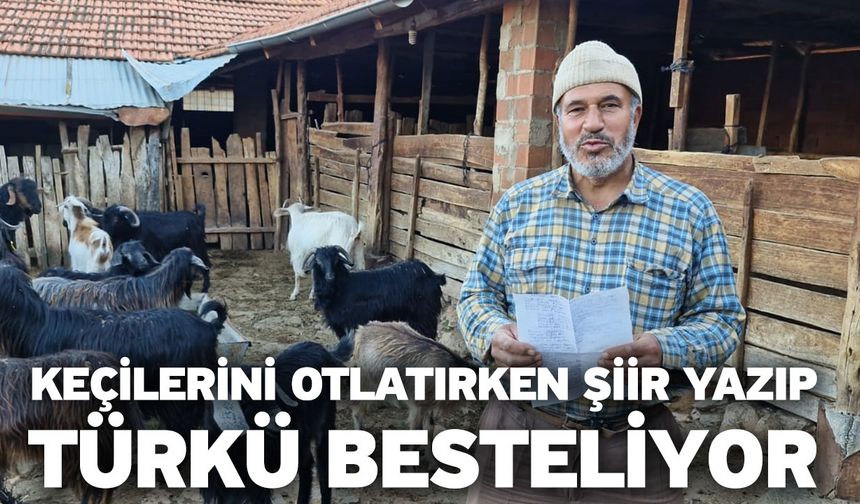 Keçilerini otlatırken şiir yazıp, türkü besteliyor