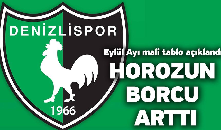 Eylül Ayı mali tablo açıklandı! Horozun Borcu Arttı