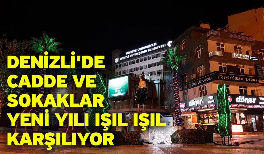 Denizli'de cadde ve sokaklar yeni yılı ışıl ışıl karşılıyor