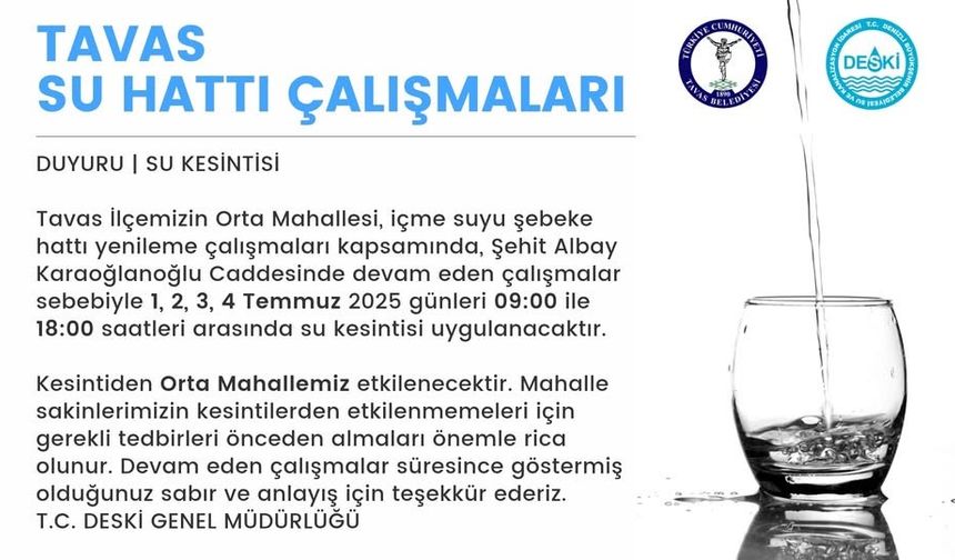 Tavas'ta içme suyu şebekeleri yenileniyor