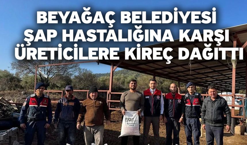 Beyağaç Belediyesi şap hastalığına karşı üreticilere kireç dağıttı