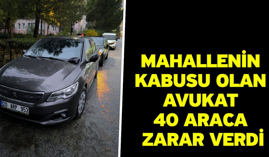 Mahallenin kabusu olan avukat 40 araca zarar verdi