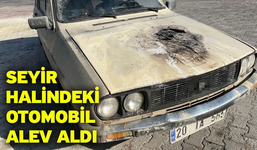 Seyir halindeki otomobil alev aldı