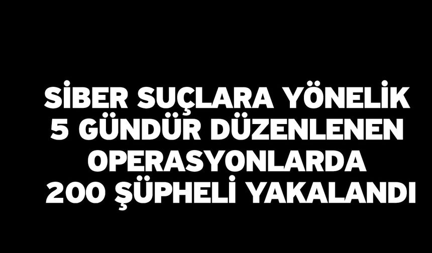 Siber Suçlara Yönelik 5 Gündür Düzenlenen Operasyonlarda 200 Şüpheli Yakalandı