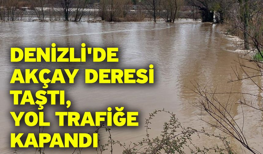 Denizli'de Akçay Deresi taştı, yol trafiğe kapandı