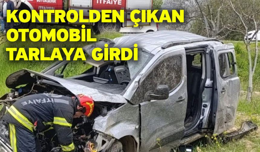 Kontrolden çıkan otomobil tarlaya girdi