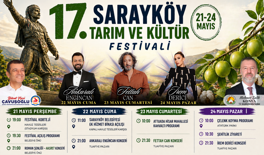 17. Sarayköy Tarım ve Kültür Festivali Başlıyor!