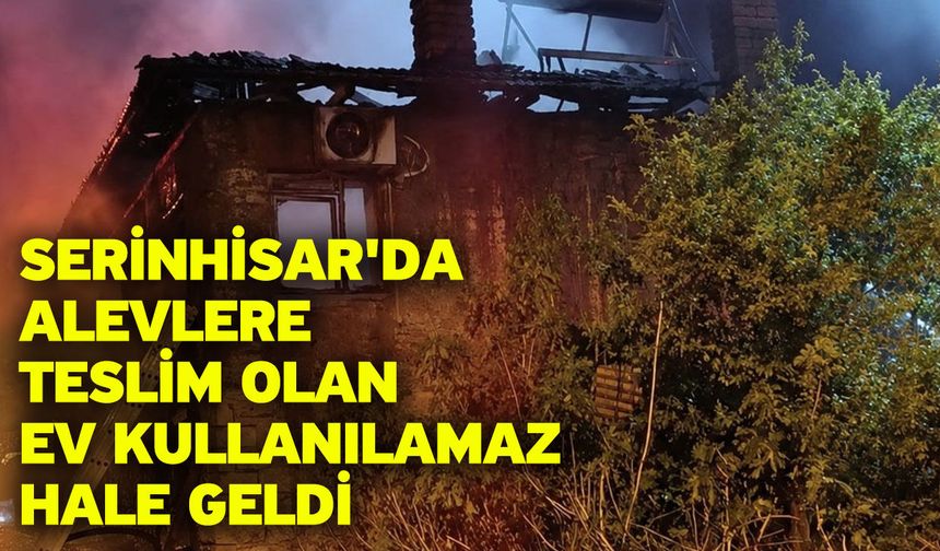 Serinhisar'da alevlere teslim olan ev kullanılamaz hale geldi