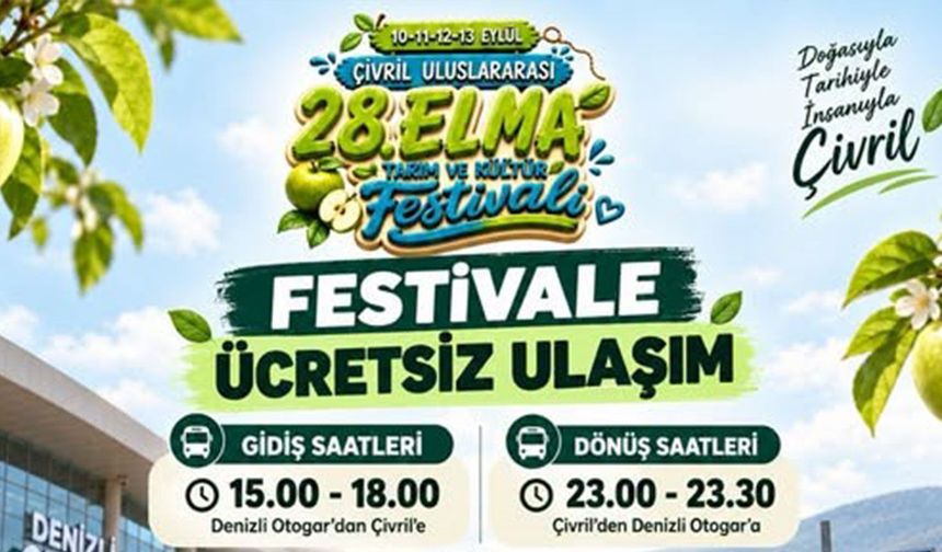 Denizli’den Çivril Elma Festivaline ücretsiz ulaşım sağlanacak