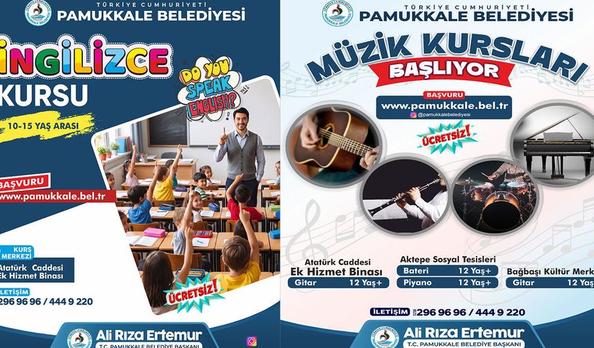 Pamukkale Belediyesi Ücretsiz Müzik Ve İngilizce Kursları Başlıyor