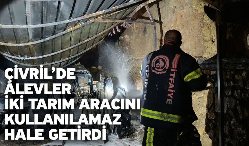 Çivril’de alevler iki tarım aracını kullanılamaz hale getirdi