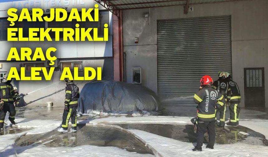 Şarjdaki elektrikli araç alev aldı