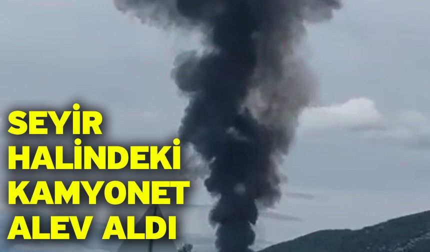 Seyir halindeki kamyonet alev aldı