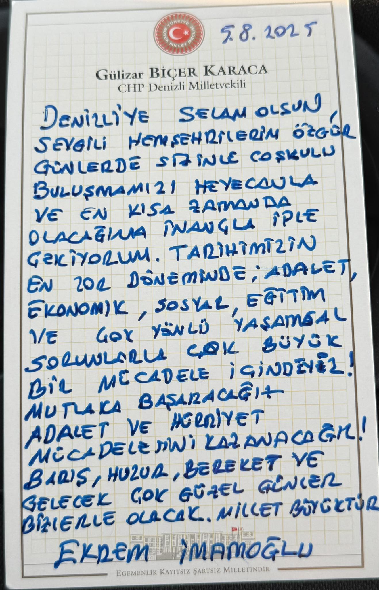 Ekrem İmamoğlu Mesaj